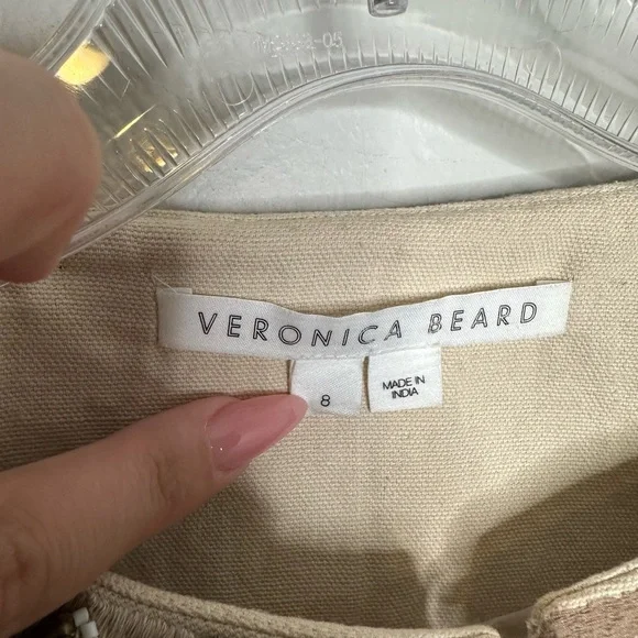 Veronica Beard Daryl Embellished Tan Brown Geometric Cotton Jacket - Picture 6 of 14